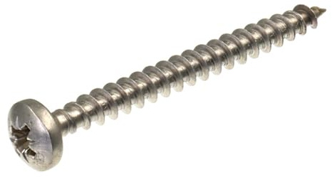 SECCARO spånskivskruv halvcirkelformat huvud 5 x 50 mm, rostfritt stål V2A VA A2, träskruv med full gänga, kryssslits/PZ, 150 stycken
