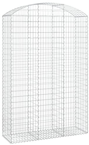 Parterre surélevé en Gabion arqué, jardinière en Cage à Pierre, Lit Surélevé à Gabion, Parterre de Fleurs Jardin Terrasse Extérieur Jardinière Panier à Pierres, 150x50x220/240 cm Fer galvanisé