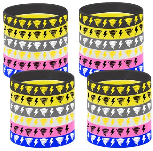 ATSMOICY 24PCS Tornado Rubber Silicones Wristbands Weather Themed Birthday Party Favors Decorations