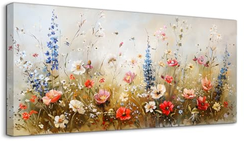 hyidecorart Quadri Moderni Soggiorno Grandi 50x100 cm, Quadro Camera da Letto Su Tela, Stampe da Parete Fiori Luminosi, Decorazioni Parete Sala Da Pranzo Bagno Ufficio Cucina