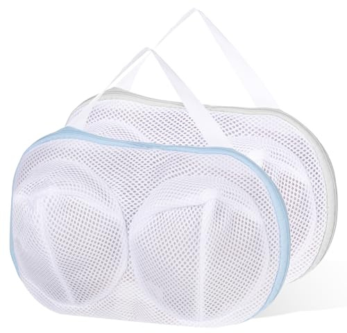 2 sacchetti per reggiseno, per lavatrice, a rete, per bucato, con chiusura lampo nascosta, riutilizzabili, per reggiseni, biancheria intima, calze, 29,5 x 20 cm
