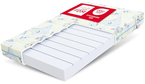FDM Melody Kindermatratze 90x190 cm Kaltschaummatratze Höhe 10 cm Härtegrad H3 Öko-Tex Allergikergeeignet Bezug Waschbar Matratzenbezug Dino