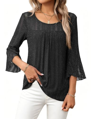 Heersan Camicia da Donna Top Elegante Estivo 3/4 Maglietta Maniche Lunghe da Donna Camicetta Blouse Casual Haut