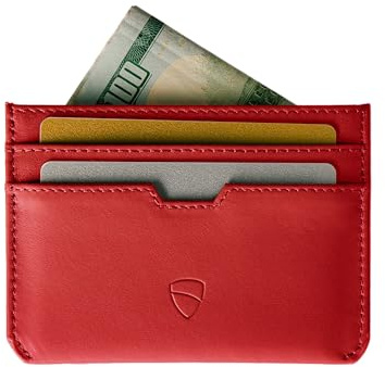 Vaultskin Kartenetui Herren - Slim Wallet mit RFID Blocker, Kreditkartenetui Leder für Geldscheine, EC Karten & Ausweis, minimalistisches Portemonnaie für Männer (MOORGATE) (Purpurrot)