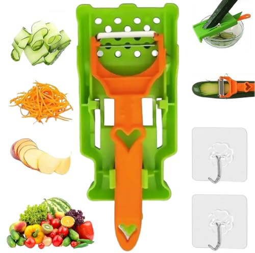 Pelador Multifuncional 2-En-1, Juego de Pelador y Juliana Multifuncional 2 en 1, Peladores para Frutas, Verduras, Papas, Zanahorias, Pepinos, Berenjenas, Peladores Multiusos para Cocina