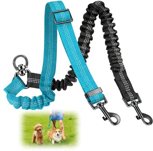 Correa Doble para Perros,Correa para Perros Doble Enganche,360º Giratorio sin Enredos Reflectante Doble Divisor de Correa para Perro Ajustable Adiestramiento para Dos Perros,Pequeño,Mediano y Grande