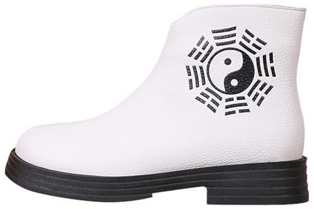Kinesiska stövlar för damer | Stövlar med dragkedja på sidan| Yin och Yang-mönster stövlar| Slip-on Rain Boot| Halkfria promenadstövlar| Kinesiska traditionella stövlar| Individualitet åtta trigram