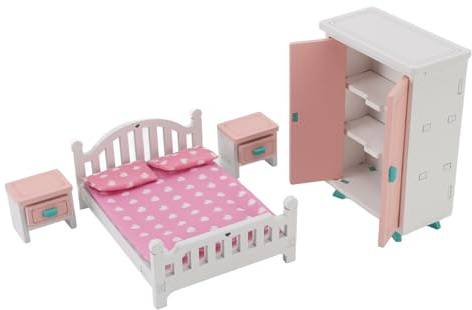 Riuulity Ensemble de Meubles de Chambre à Coucher Miniatures, Maison de Poupée pour Enfants, Scène de Chambre à Coucher, Jouets éducatifs pour Un Jeu Imaginatif