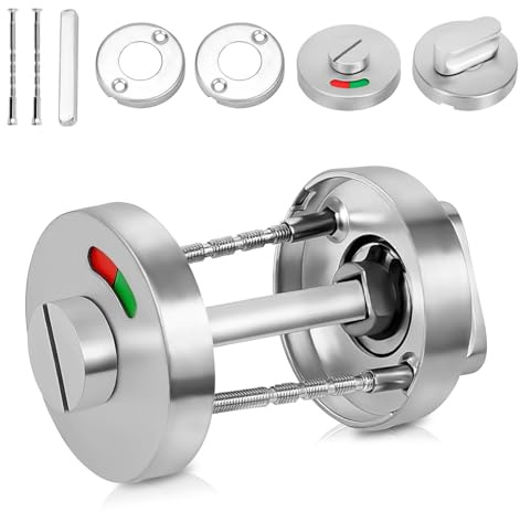 Rosetta per WC con indicatore di occupazione, serratura per porta del WC, serratura con manopola per il bagno, rosetta in acciaio inox, rosette in acciaio inox, set di rosette per porta del WC, bagno