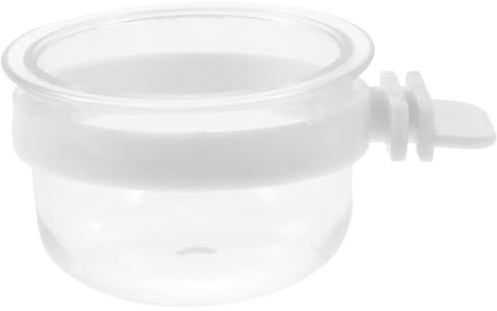 Cabilock Mangiatoia per Pappagalli Sospesa in Plastica Trasparente Ciotola Rimovibile, Distributore Cibo e Acqua per Gabbie, Supporto Stabile per Alimentazione Uccelli Riutilizzabile