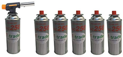 CANNELLO Mini BRUCIATORE Torcia Saldatore Gas Fiamma OSSIDRICA + 6 CARTUCCE A Gas da 250 GR Inclusa