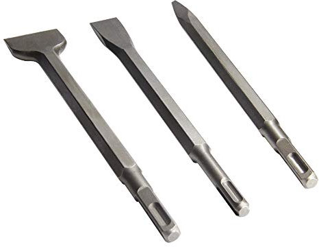 Utoolmart Ciseau de maçonnerie à plat pour carrelage en béton Pointe plate large type en acier chromé 1 pièce, UT191030D-0033, 14×250+14×250×20+14×250×40 Round Handle