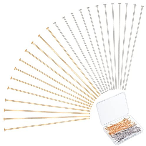 PandaHall 200 Stück 2 Farben 2 Zoll 304 Edelstahl Kopf Pin Erkenntnisse für Ohrring Anhänger Schmuckherstellung, Golden/Silber