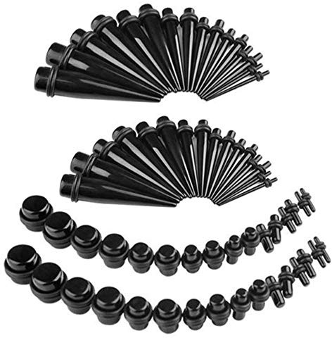 36 Pcs Ear Stretchers Kit Acrylic Ear Tunnels Expanders for Men/Women Body Piercing