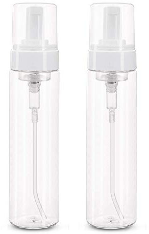 200 ml Foaming Soap Dispenser, 2 Pack Clear Plastic Foamer Liquid Soap Pump Bottles, Home Use Foaming Soap Dispenser for Facial Cleanser Shampoo Shower Gel by JZF