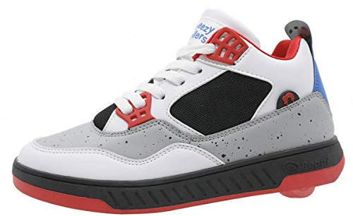 Beppi Roller Sneakers for Girls & Boys –Skate Shoes with Wheels White/Gray, Size 1.5