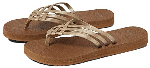 Sanuk Damen Yoga Sandy Metallic Flipflop, Champagner, 39 EU