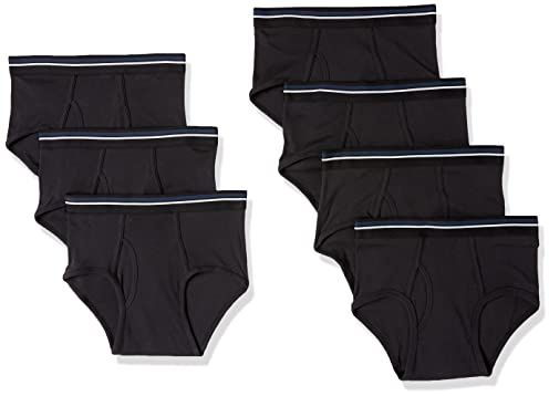 Amazon Essentials Men's Cotton Breathable Tag-Free Brief Pants, Pack of 7, Black, L