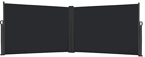 Froadp 180×600cm Toldo Lateral Doble Retráctil Pantalla de Privacidad de Protección Solar Mampara Parasol de Exterior Cortavientos Separador Extensible para Balcón Terraza Jardín (Antracita)