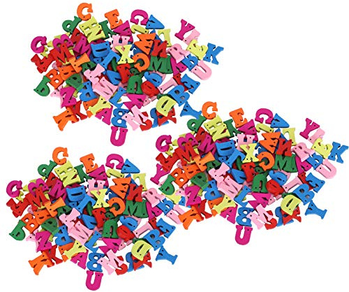 Tiiyee 300Pcs Wooden Alphabet Buttons, Colorful Letter Buttons for Crafts Sewing & DIY Decorations, Educational Learning Supplies for Kids, Manual Craft Buttons Set for Clothing Accessories and Gifts