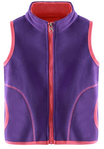 ANIMQUE Chaleco de Forro Polar para Niños Otoño Invierno Abrigo de Cálido Niños Niñas Sin Mangas Cremallera Chaqueta, Violeta 110