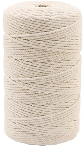GOHOF Macrame Cord 3mm x 218yards Natural Macrame Cotton Rope Colored Macrame Rope Soft Cotton Cord Macrame Supplies Craft Rope Macrame Yarn for Plant Hanger Wall Hanger Dreamcatcher (Beige)