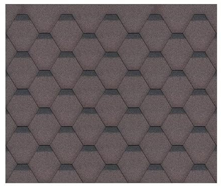 Lot de bardeaux bitumineux Hexagonal Rock H369BROWN, couleur marron - bitume toiture Timbela M369 pour chalet de jardin