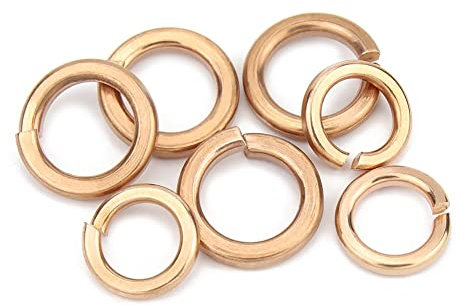 BOUACOUA M5 Rondelles à Ressort en Laiton, Rondelles Grower Frein Ressort, Rondelle à Section de Bague Fendue pour Boulon Vis