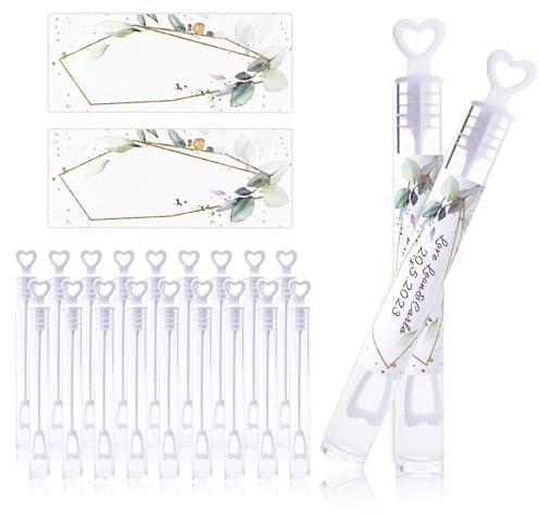 BOFUNX 50pcs Pompas de Jabon Tubo de Burbuja Pomperos de Corazón Varita de Burbuja Accesorios para Fiestas Bodas Cumpleaños sin Agua Jabonosa