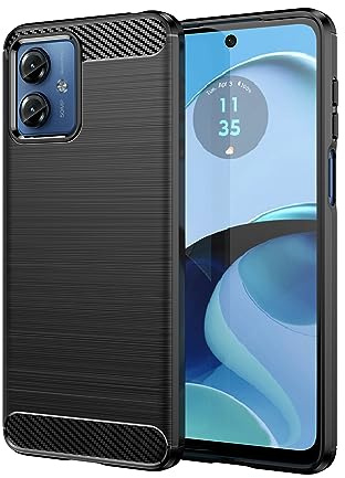 Motorola Moto G54 Case, Moto G54 5G Cover, Ultra-Thin Carbon Fiber Texture Phone Cover Silicone Bumper Soft TPU Rubber Shockproof Slim Protective Skin Case for Motorola Moto G54 6.5-Inches, Black