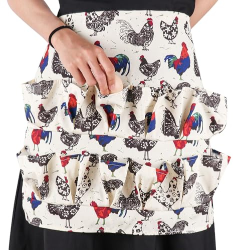 Hossmily Egg Apron, Egg Collecting Apron for Chicken Duck Goose Eggs, Chicken Egg Apron for Housewife Farmhouse Kitchen Restaurant Parent-Child Activities, Adult 12 Pockets