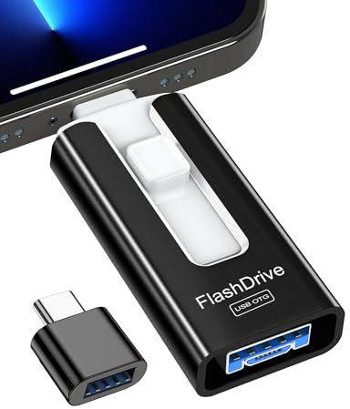 GNASEET Chiavetta USB 256GB per lPhone, Pen Drive C | Penna 256 GB, Chiavetta lphone per Scaricare Foto, 4 in 1 Memoria Esterna con iOS,Android,Micro USB,Tipo C/Smartphone, Laptop, PC