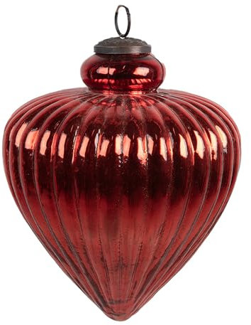 Clayre & Eef Weihnachtskugel Ø 17x20 cm Rot Glas Weihnachtsbaumschmuck