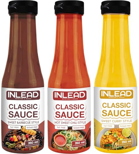 INLEAD - Classic Sauce - Light | Perfekt Zur Diät | ohne Fett & ohne Zuckerzusatz | wenig Karlorien | Ideal zum Grillen & als Salat-Dressings | Zero Sauce - 3x 350ml (MIXBOX - BBQ)