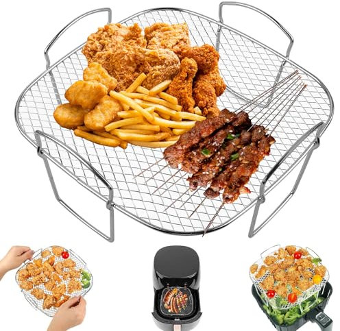 WIYETY Freidora de aire caliente, rejilla de acero inoxidable, accesorio para freidora de aire caliente