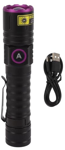 Gonetre LED Lampe Torche UV 365 nm Lampe Torche ultraviolette, lumière Noire, pour Taches d'urine d'animaux Roches Argent durcissement de résine, 1 Pile Lithium (Non Incluse)