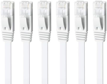 Yauhody Cat 6 Ethernet Cable 5m 6Pack, High Speed Cat6 5m 6Pack, White | Gigabit Internet Network LAN Patch Cord, Stable Transmit, Pure Copper, Snagless RJ45 Connector for Modem, Router, Computer