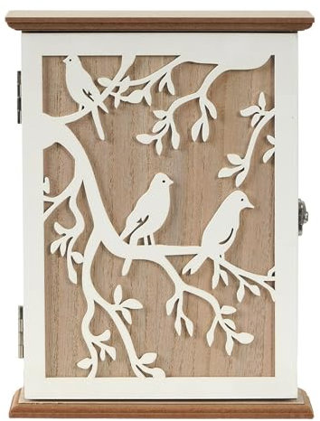 FDDU Portachiavi Da Parete In Legno Cassetta, Cassetta Portachiavi In Legno, Scatola Chiavi Chiuso Ingresso Casa, Con 6 Ganci per Chiavi, In Stile Scandinavo, per Riporre Piccoli Oggetti, per Pasillo