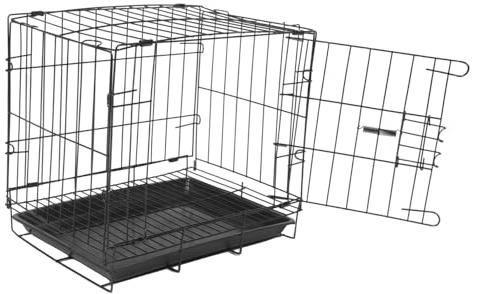 BESPORTBLE Foldable Small Pet Crate Metal Wire Cage with Plastic Tray Portable Collapsible Carrier for Dogs Cats Rabbits Quick Folding Space-saving Indoor Outdoor Ventilated Kennel