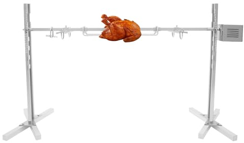 134 cm rostfri stålgrytrostare med motor 40 kg kapacitet höjd BBQ Rserie för 30 personer perfekt för camping och utomhus eldstad matlagning