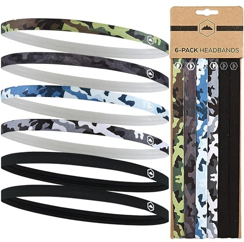 Tough Headwear Thin Elastic Headbands - Sports Headbands for Women & Men - Mens Workout Headband - Running or Soccer Headband