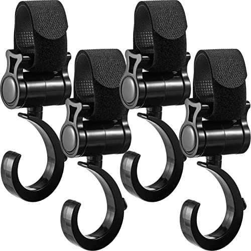 Kinderwagen-Haken-Clips, 4er-Pack multifunktionale Haken, praktisches Kinderwagen-Zubehör Mama-Taschen-Haken zum Aufhängen von Wickeltaschen, Geldbörse, Kinderwagen-Organizer für Buggy