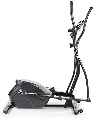 FitEngine Einsteiger-Crosstrainer mit 10 Schwierigkeitsstufen | Puls-Sensoren an den Handgriffen, ideal für Cardio-Training | Display mit extra Halterung für Tablet & Smartphone | Belastbar bis 150kg