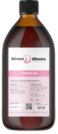 Castor Oil Unrefined Cosmetics, 100% Pure, Natural, Cold Pressed 500mL,1L Hair Growth, Moisturising, Flip top cap