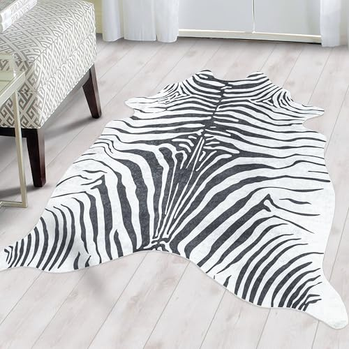 SIMPEX Tappeti in pelliccia sintetica, Pelle di tigre Imitazione, Tappeto Nero, 150 x 200 cm, tappeti in pelliccia sintetica, Tappeto soggiorno