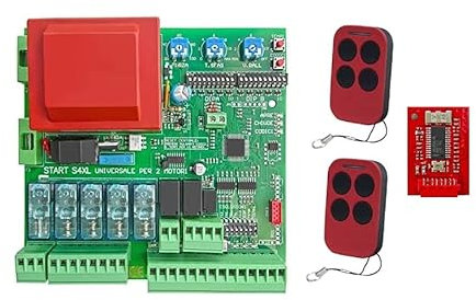 Centrale universelle 2 radiocommandes inclus + récepteur ISBN pour portails automatique battants 1/2 portes de toutes les marques Came BFT Nice Ecc. Gestion 2 moteurs à 220 V Centrale de commande