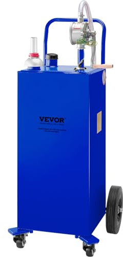 VEVOR 30-Gallonen-Kraftstoffbehälter, Gasspeichertank und 4 Räder, mit manueller Transferpumpe, Benzin-Diesel-Kraftstoffbehälter für Autos, Rasenmäher, Geländefahrzeuge, Boote usw., Blau