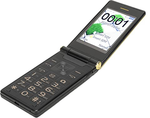 Senior mobiltelefon, 2G stor skärm Dual SIM seniortelefon, större skärm, inspelning, mp3, mp4, radiospel, filmkung, miniräknare, e-bok(Guld)