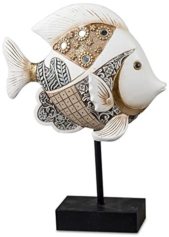 formano Dekofigur Fisch auf Stab 27 cm Silber Skulptur Fish maritim