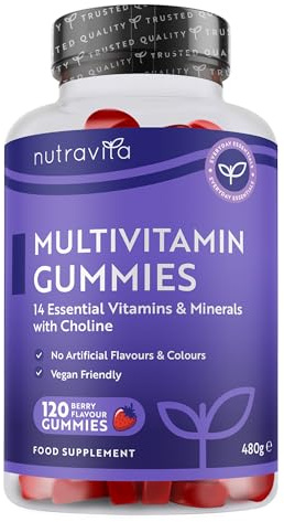 Nutravita Caramelle Gommose Multivitaminiche – 120 Gummies – 14 Vitamine e Minerali
